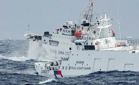 Chinese coast guard and naval vessels conducting maritime patrols near Taiwan amid rising cross-strait tensions in 2026.