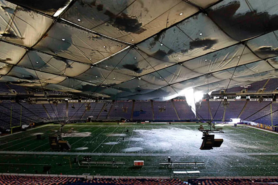 Deflated Metrodome roof in Minneapolis after the December 2010 collapse