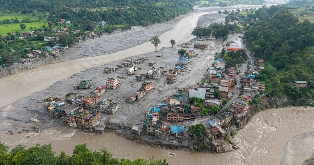 Damaged homes and flooded streets in Nuwakot district following Nepal flash flood