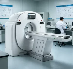 CT Scanner Machine price comparison showing Toshiba CT Scan Machine and 640 slice CT scanner unit in a hospital radiology department