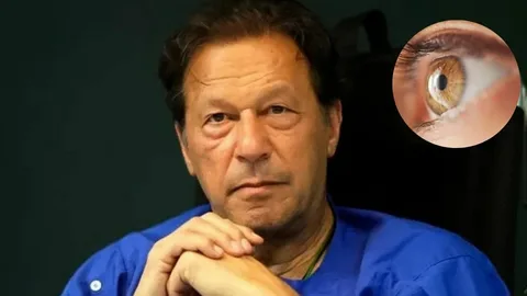 Former Pakistani prime minister Imran Khan pictured before his imprisonment amid ongoing eye condition and jail case updates