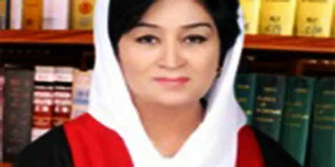 : Justice Musarrat Hilali in judicial robes at Supreme Court of Pakistan farewell reference