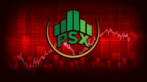 Pakistan Stock Exchange KSE-100 index board showing red market crash numbers