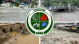 Flood update today in Pakistan showing rising river levels and NDMA flood warning map for 2026