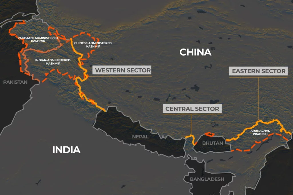 Himalayan mountain range along the India-China Line of Actual Control border