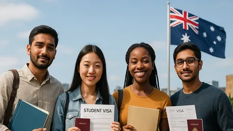 Australia foreign students holding passports outside a university campus amid new visa restrictions