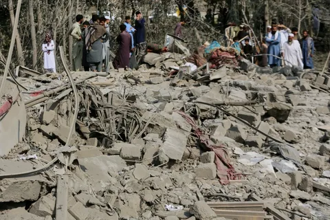 Pakistani Air Force jet conducting airstrikes near the Afghanistan border region