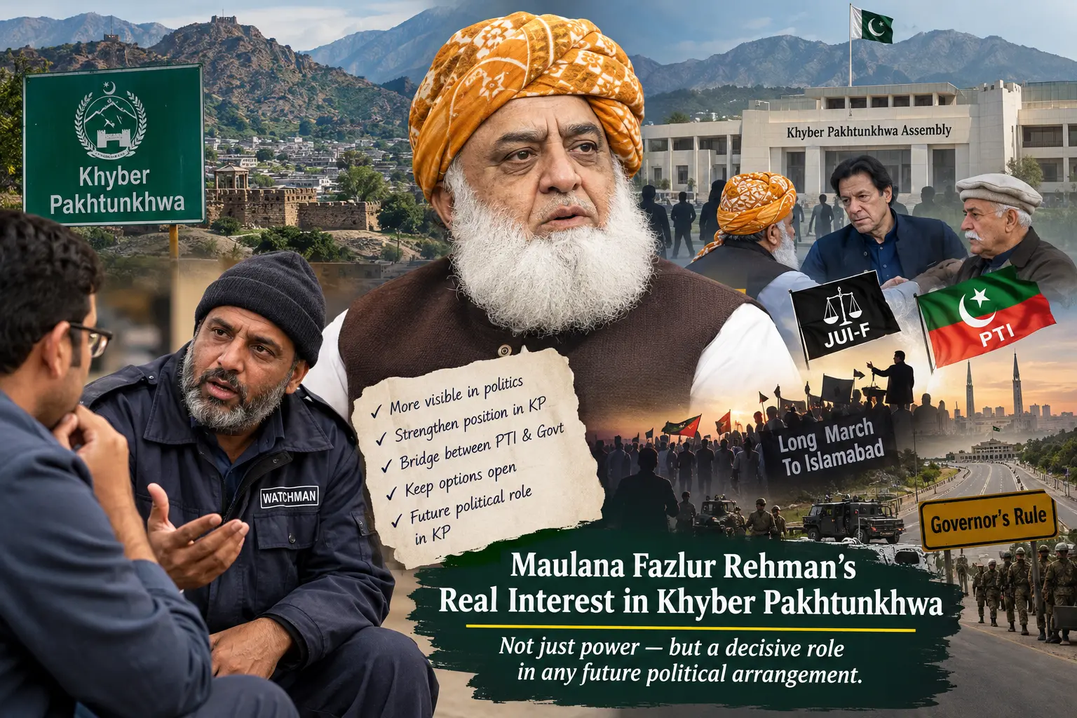 Maulana Fazlur Rehman during a public political appearance, illustrating analysis of JUI-F’s role in Khyber Pakhtunkhwa politics.