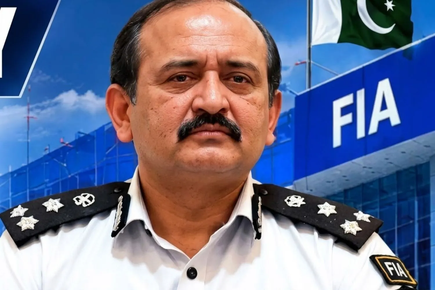 FIA pre-departure immigration facilitation desk assisting international travellers at Faisalabad Airport. Copy ALT Text