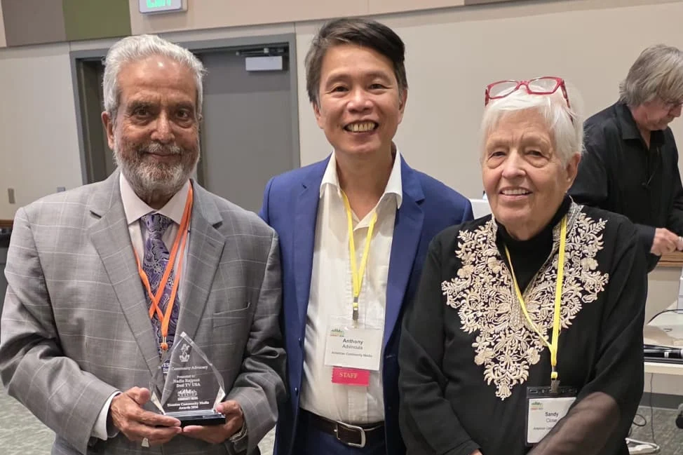 Tariq Nehal khan with Anthony Advincula ACoM New York New Jersey and Sandy Close the Founder of HCoM and ACoM Second Annual Award back to back for Ethnic Media Services
