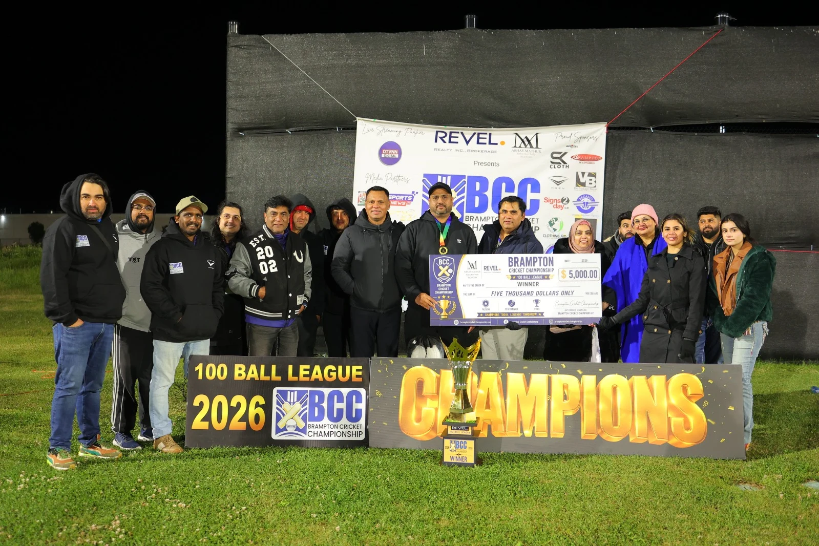 Mayor Patrick Brown attends the Brampton Cricket Championship Final with organizers and cricket community members