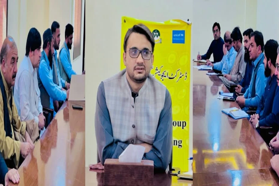 Deputy Commissioner Habib Ahmed Bangulzai chairs a District Education Group meeting in Chaman.