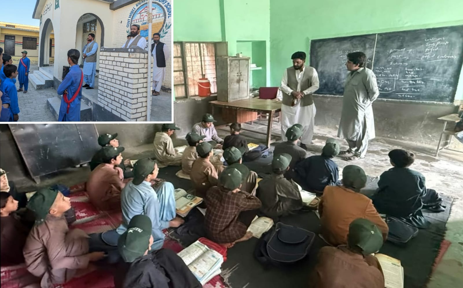 District Education Officer Ashok Kumar Rajput inspecting a government boys’ high school in Chaman, Balochistan.