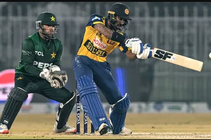 Pakistan’s Maaz Sadaqat celebrates his half-century during the second T20I against Sri Lanka at Rawalpindi Cricket Stadium on 11 October 2026.