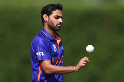 India pacer Bhuvneshwar Kumar celebrates a wicket for Royal Challengers Bengaluru during IPL 2026, before his recall to India’s T20I squad.